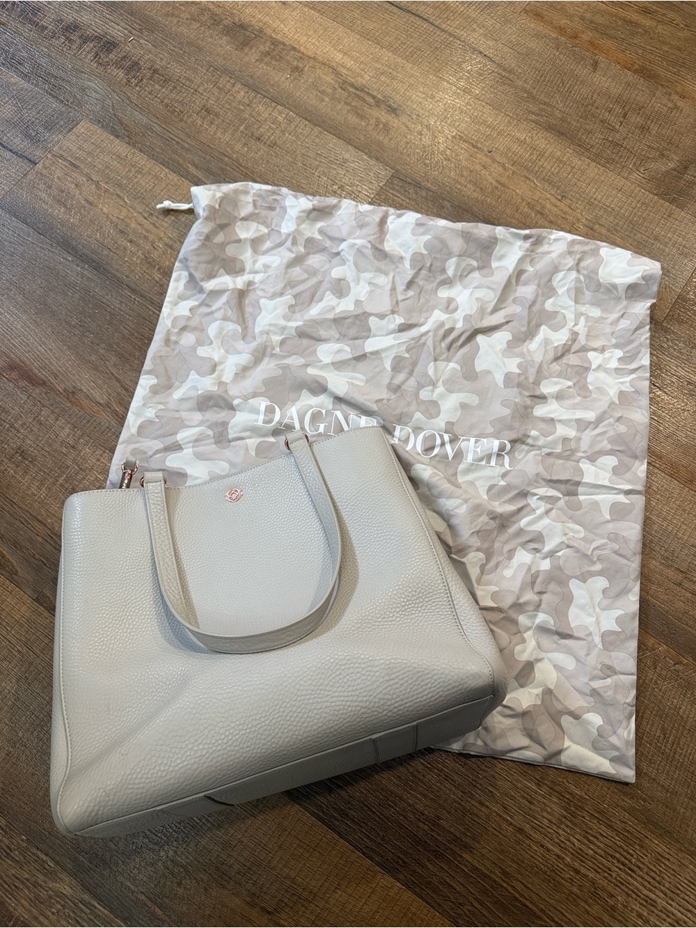 Dagne Dover Large Allyn Tote in Bone -Pebbled Leather